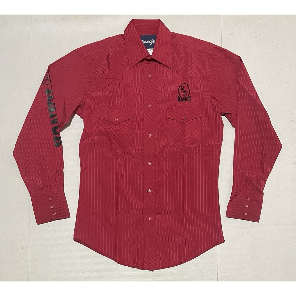 Wrangler RS Ranch Western Pearl Snap Shirt Red Striped Rodeo Cowboy‎ Small Y2k